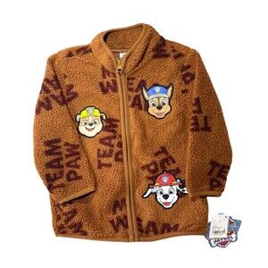 Paw Patrol Toddler Boys' Fleece Zip-Up Jacket Nickelodeon Brown Size 2T NWT